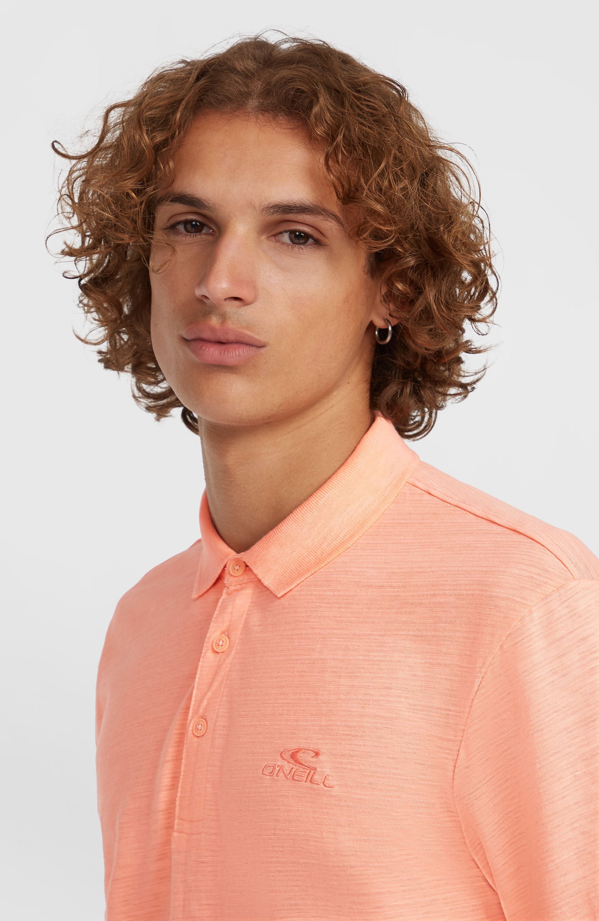 Slub Small Logo Polo Men Coral Pop