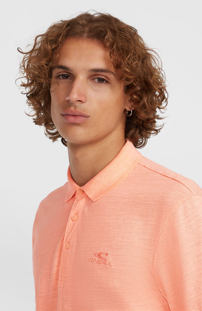Slub Small Logo Polo Men Coral Pop