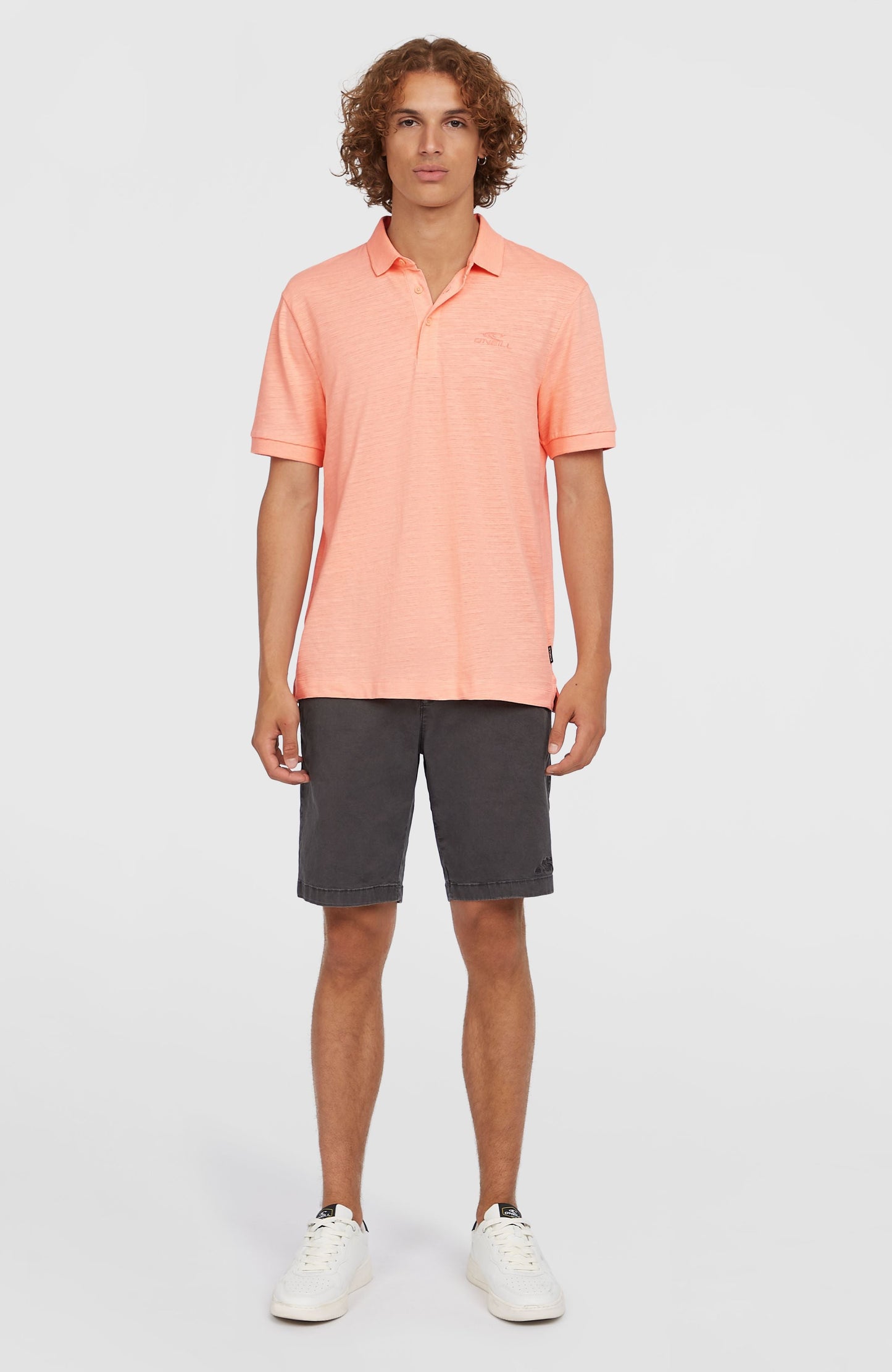 Slub Small Logo Polo Men Coral Pop