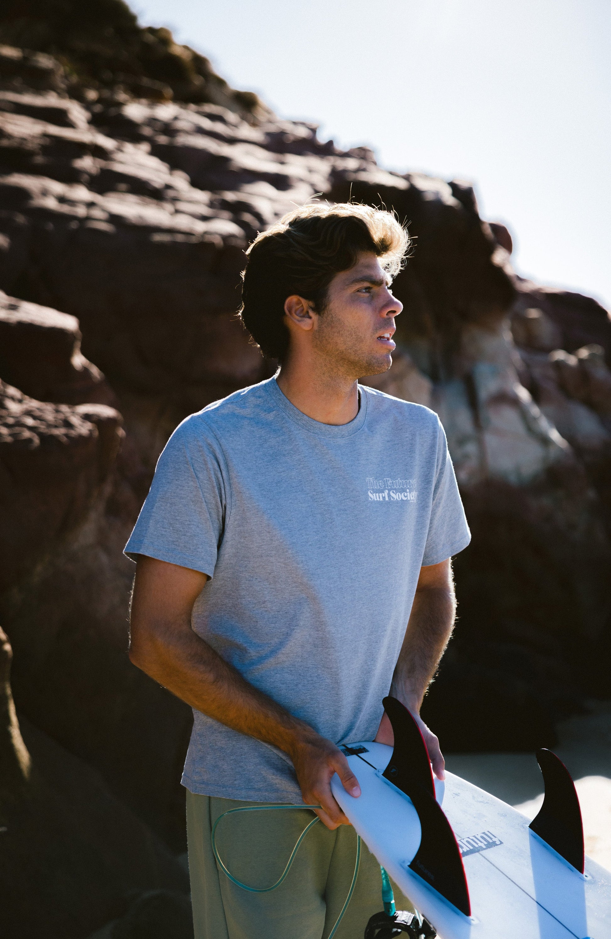 Future Surf Society T-Shirt Men Silver Melee