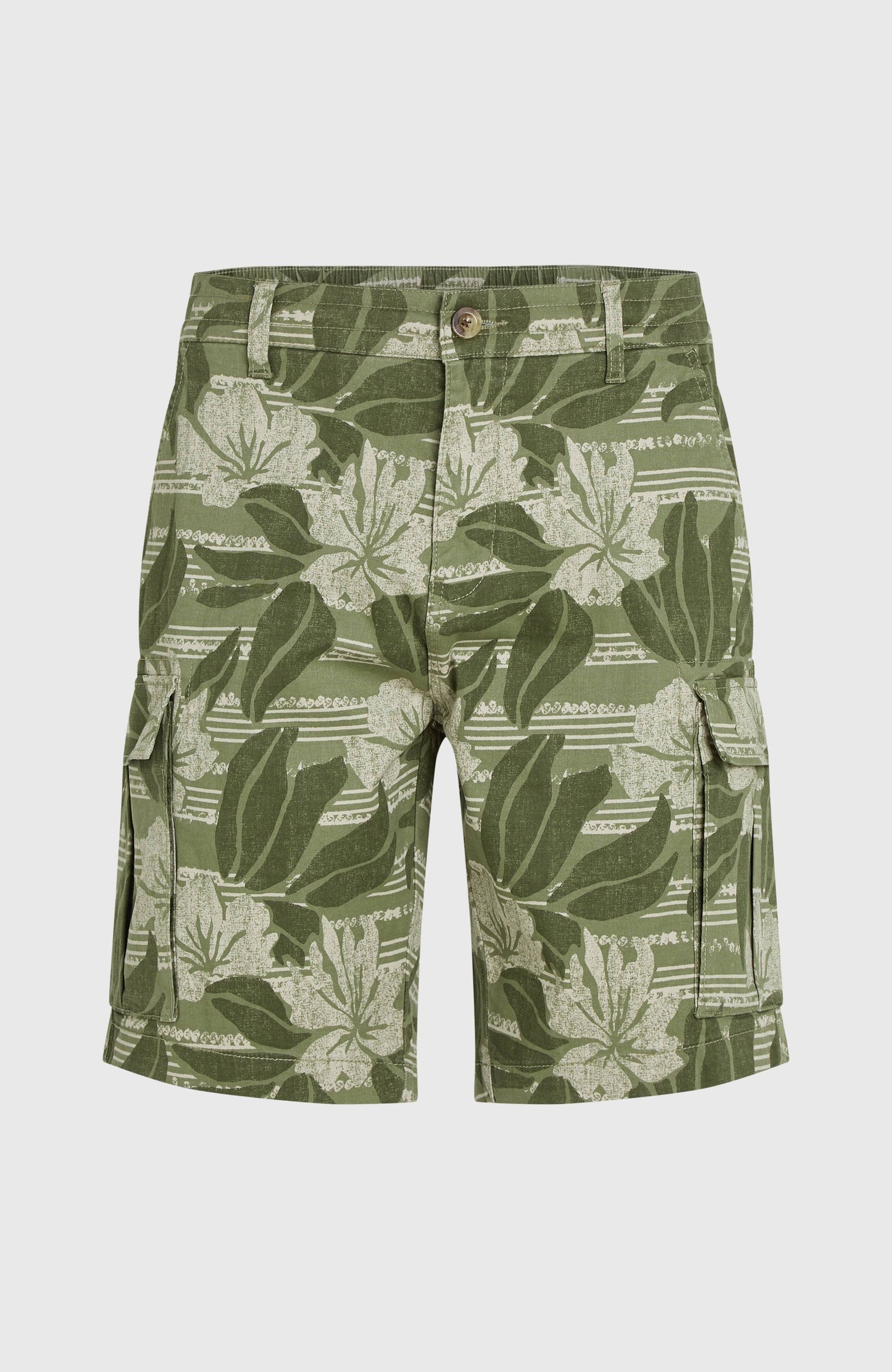 Essentials Cargo Shorts Men Green Tonal Dusty Flower