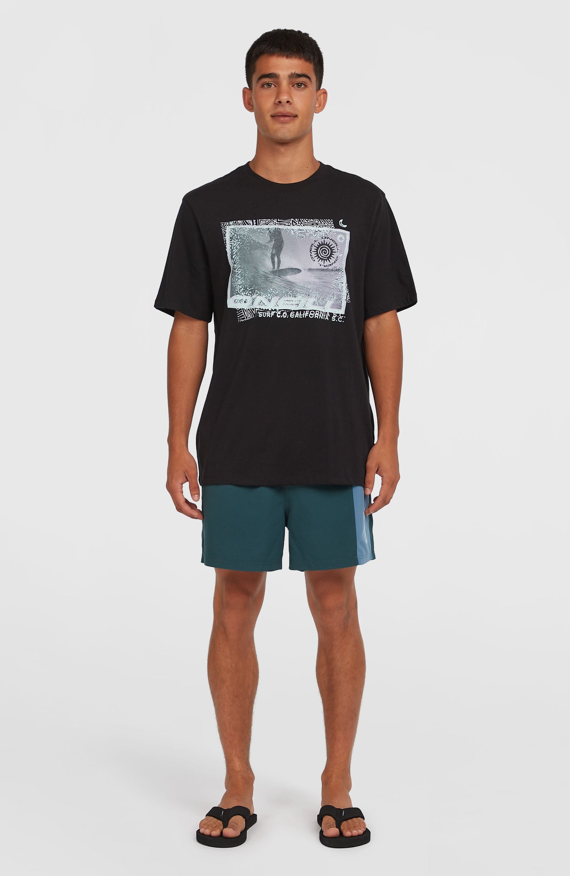 Retro 14'' Swim Shorts Men Alma Steel Colour Block