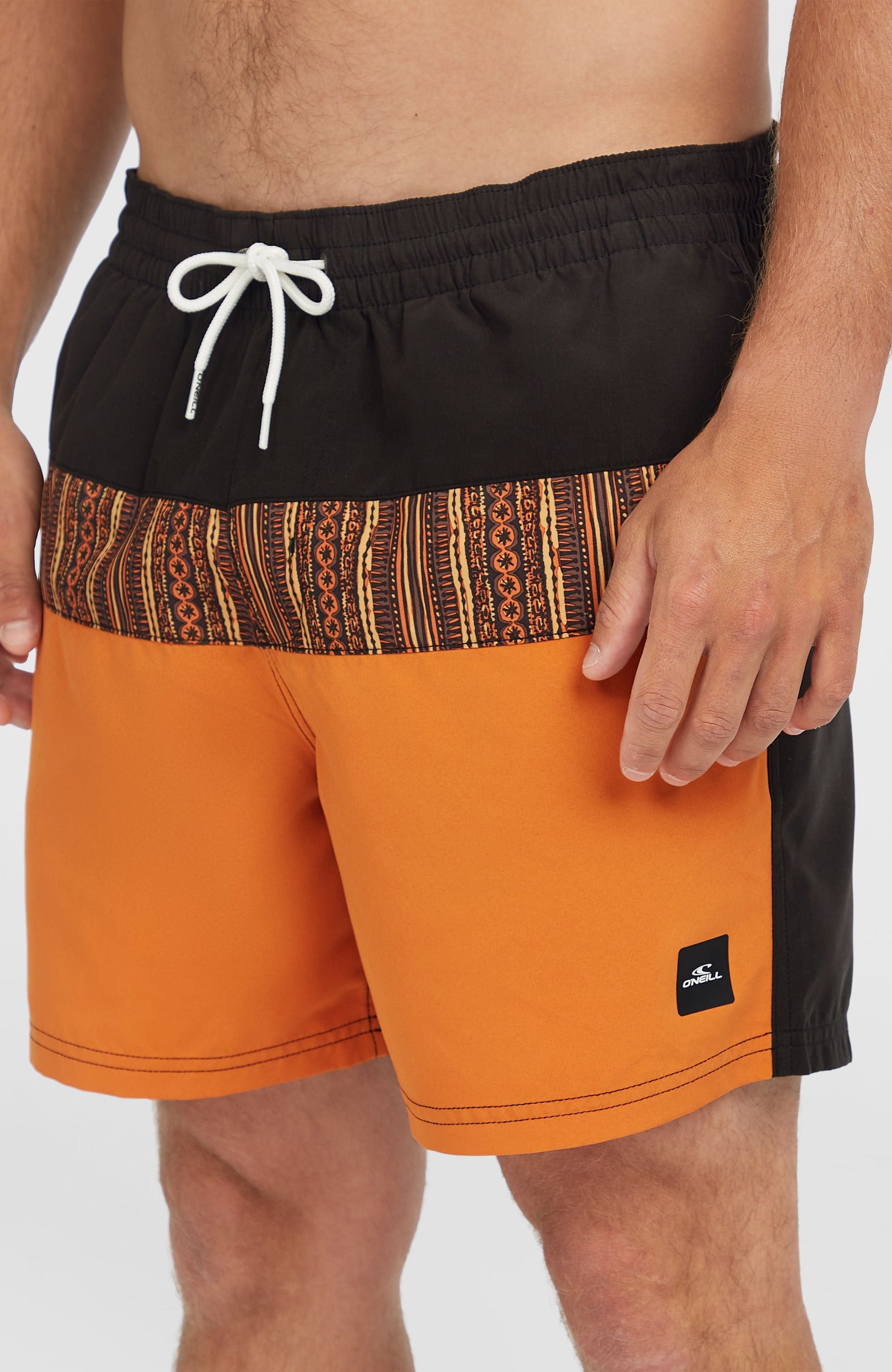 Cali Block 15'' Swim Shorts Men Orange Pressed Lines
