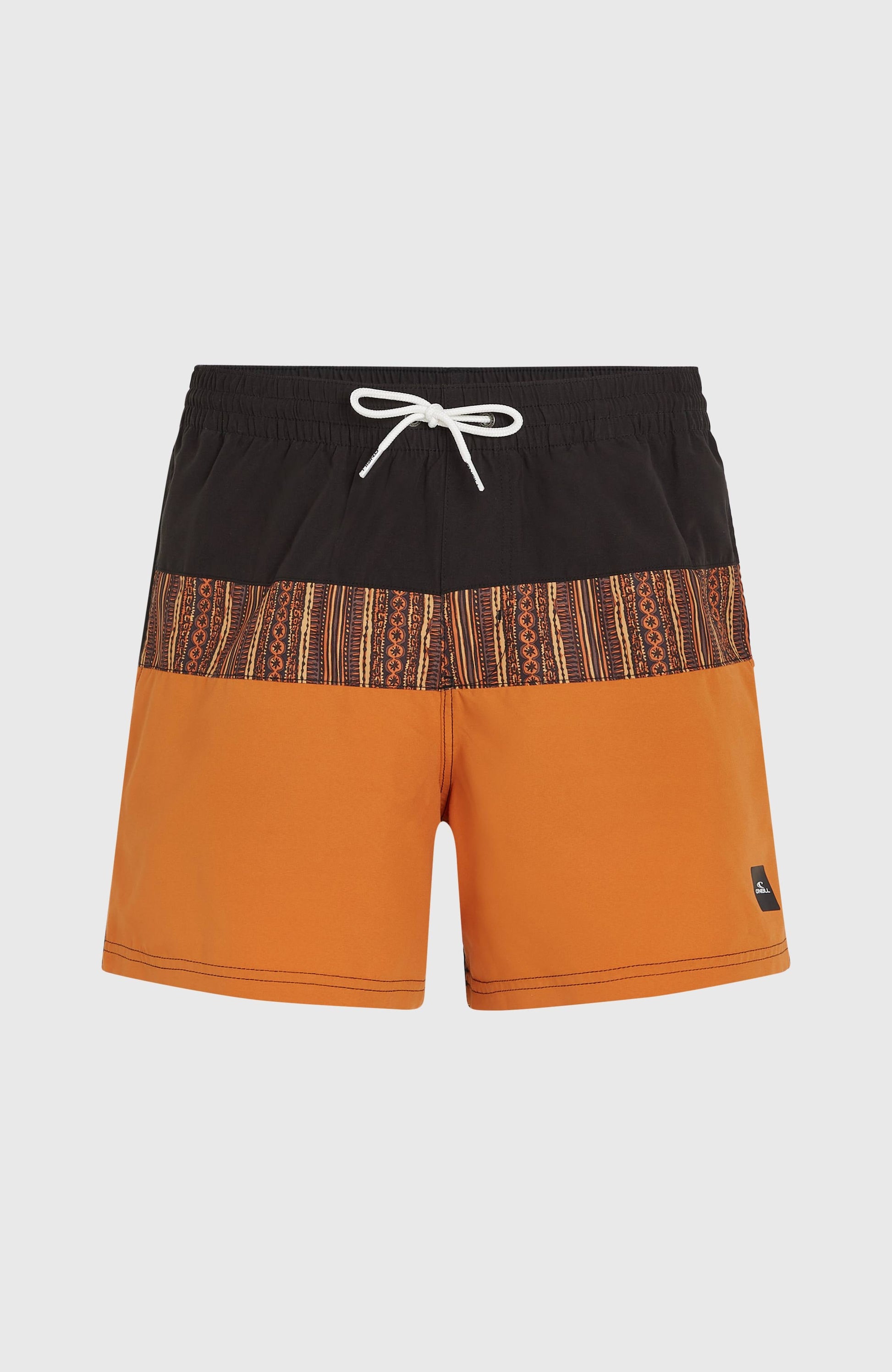 Cali Block 15'' Swim Shorts Men Orange Pressed Lines