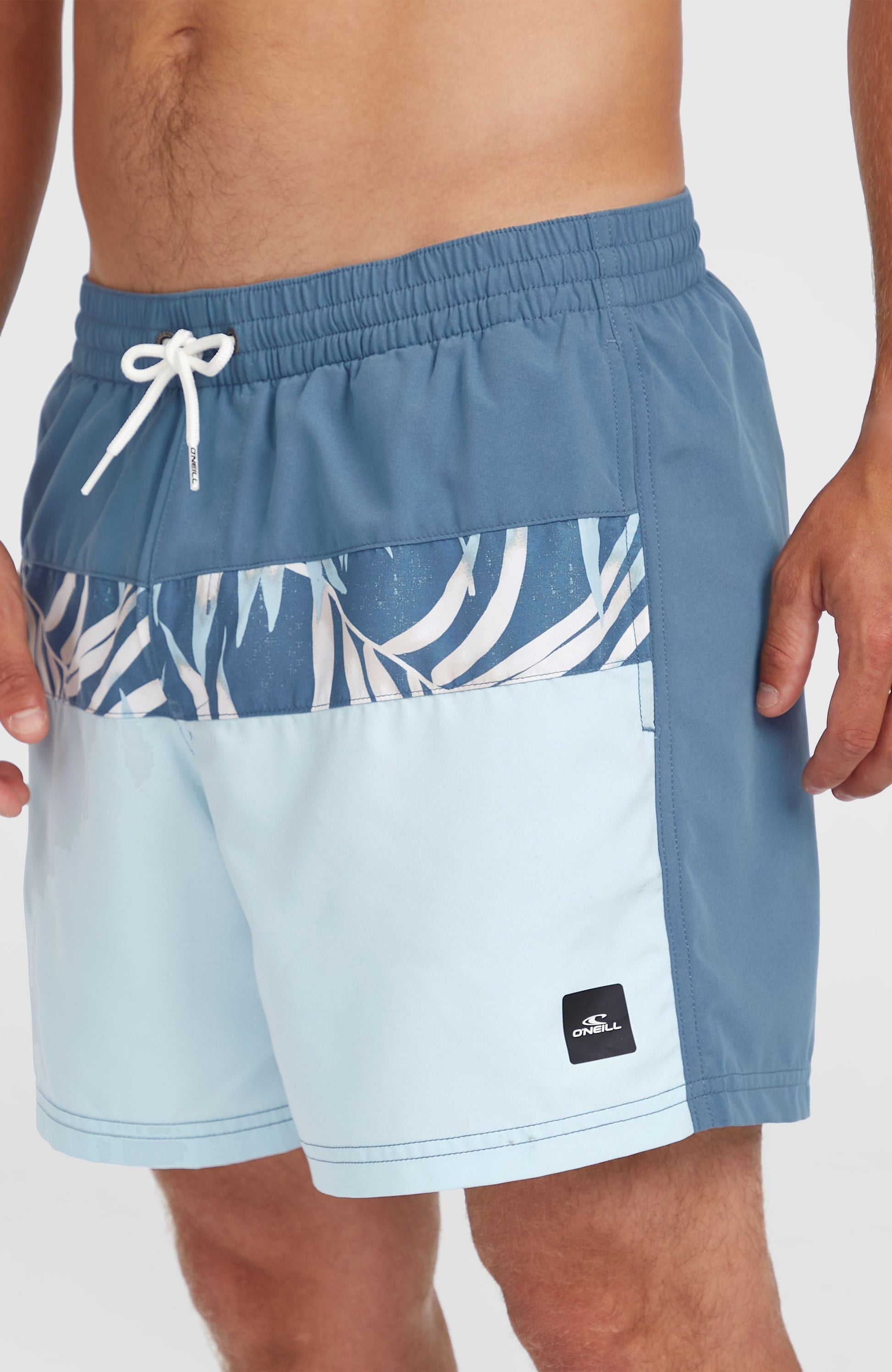 Cali Block 15'' Swim Shorts Men Blue Dipped Leaves