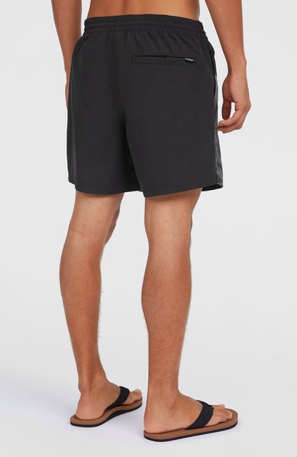 Cali Block 15'' Swim Shorts Men Black Dipped Leaves