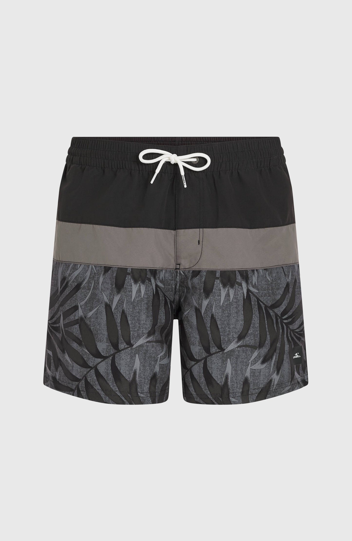 Cali Block 15'' Swim Shorts Men Black Dipped Leaves