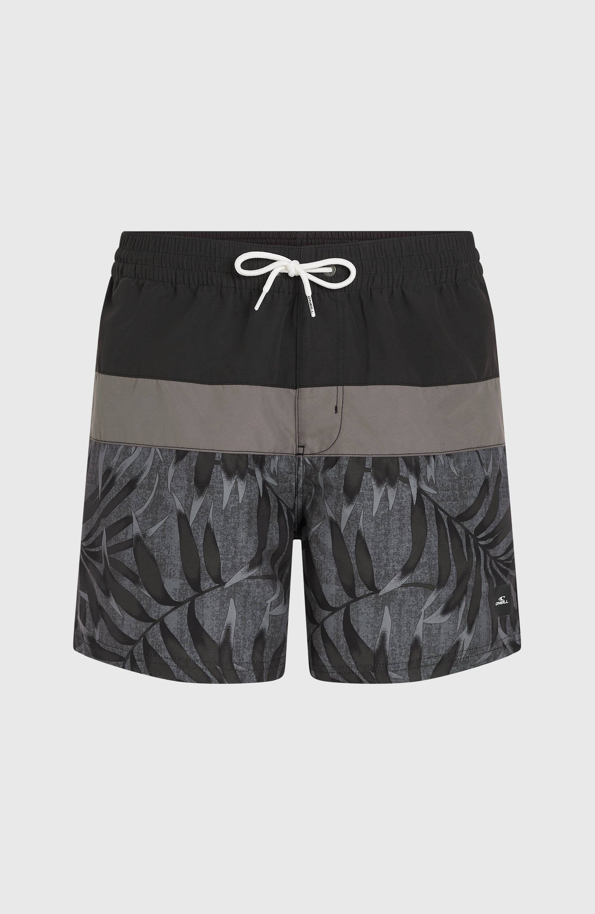 Cali Block 15'' Swim Shorts Men Black Dipped Leaves