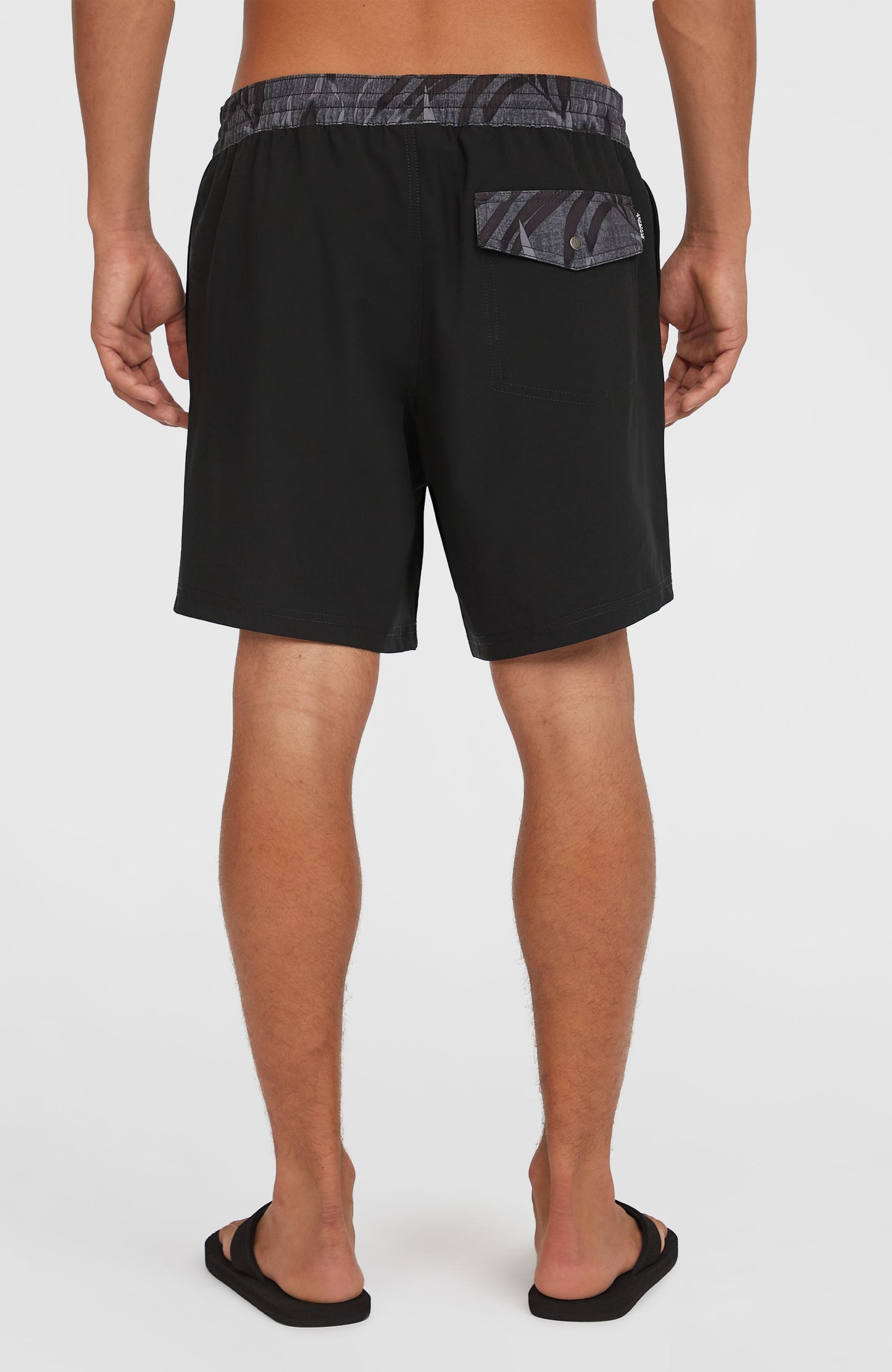 Pocket Print 16'' Swim Shorts Men Black Out