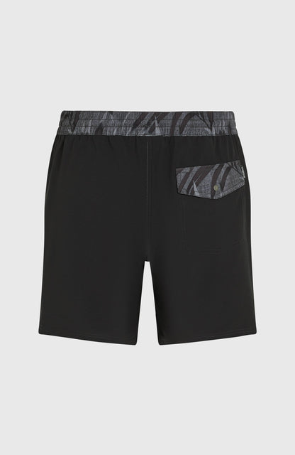 Pocket Print 16'' Swim Shorts Men Black Out