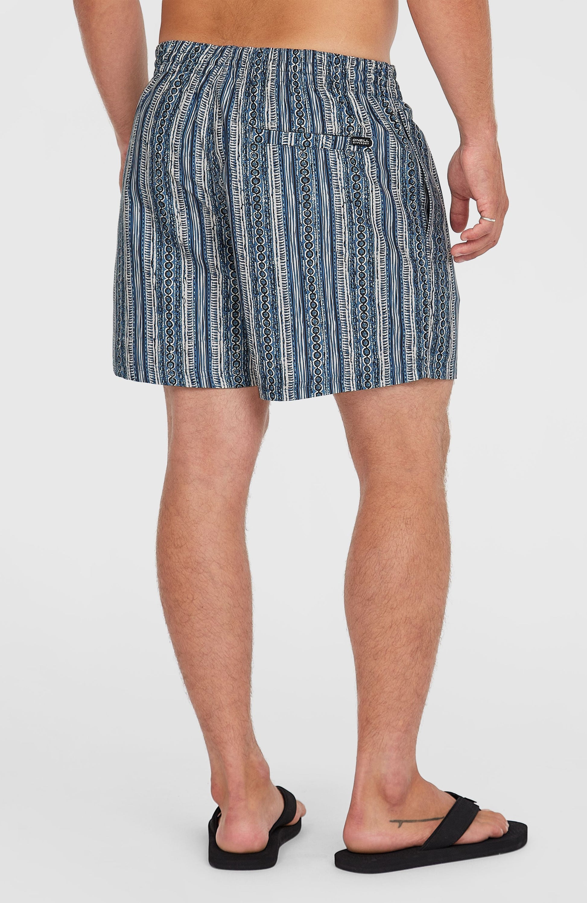 Cali Print 15'' Swim Shorts Men Blue Pressed Lines