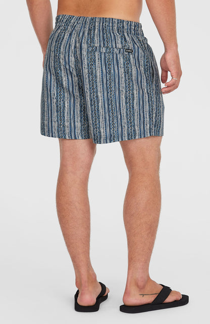 Cali Print 15'' Swim Shorts Men Blue Pressed Lines