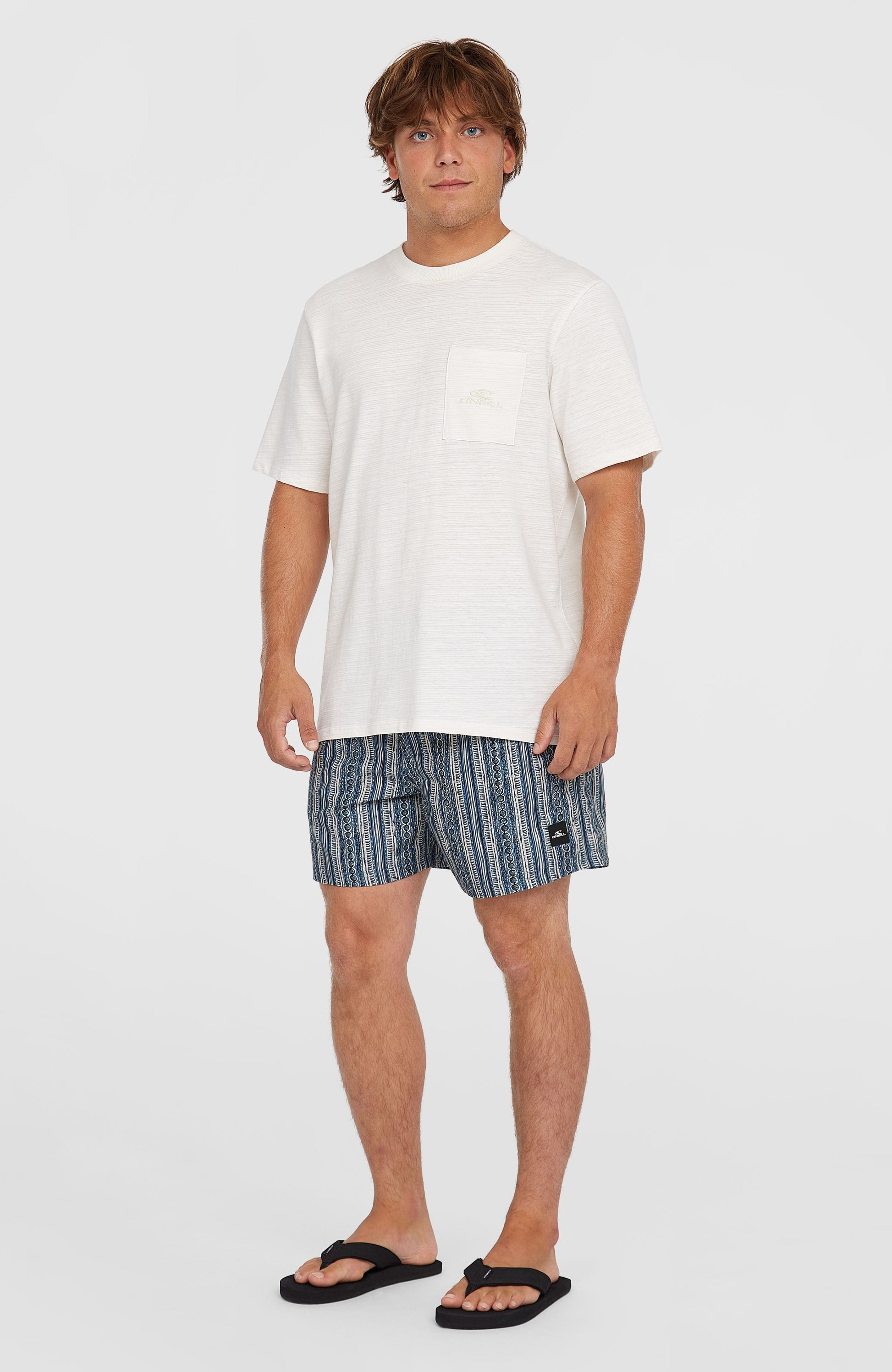 Cali Print 15'' Swim Shorts Men Blue Pressed Lines