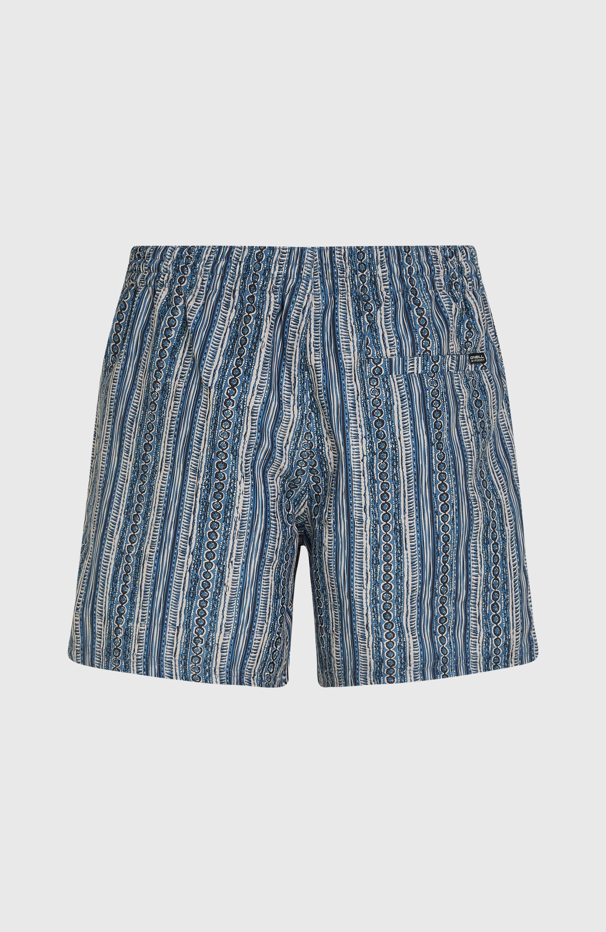 Cali Print 15'' Swim Shorts Men Blue Pressed Lines