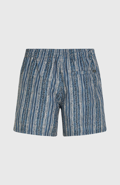 Cali Print 15'' Swim Shorts Men Blue Pressed Lines