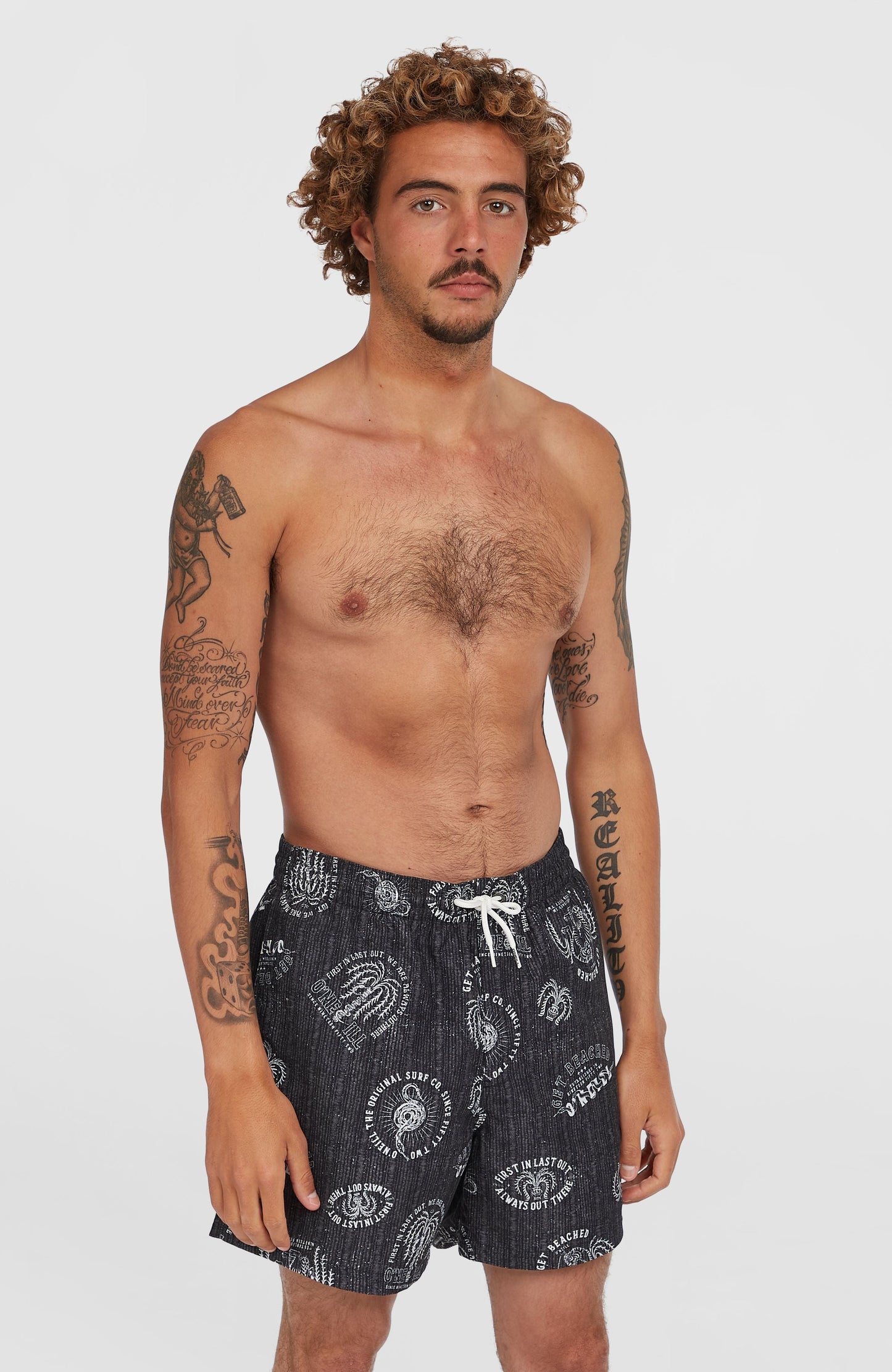 Cali Print 15'' Swim Shorts Men Black Mystical