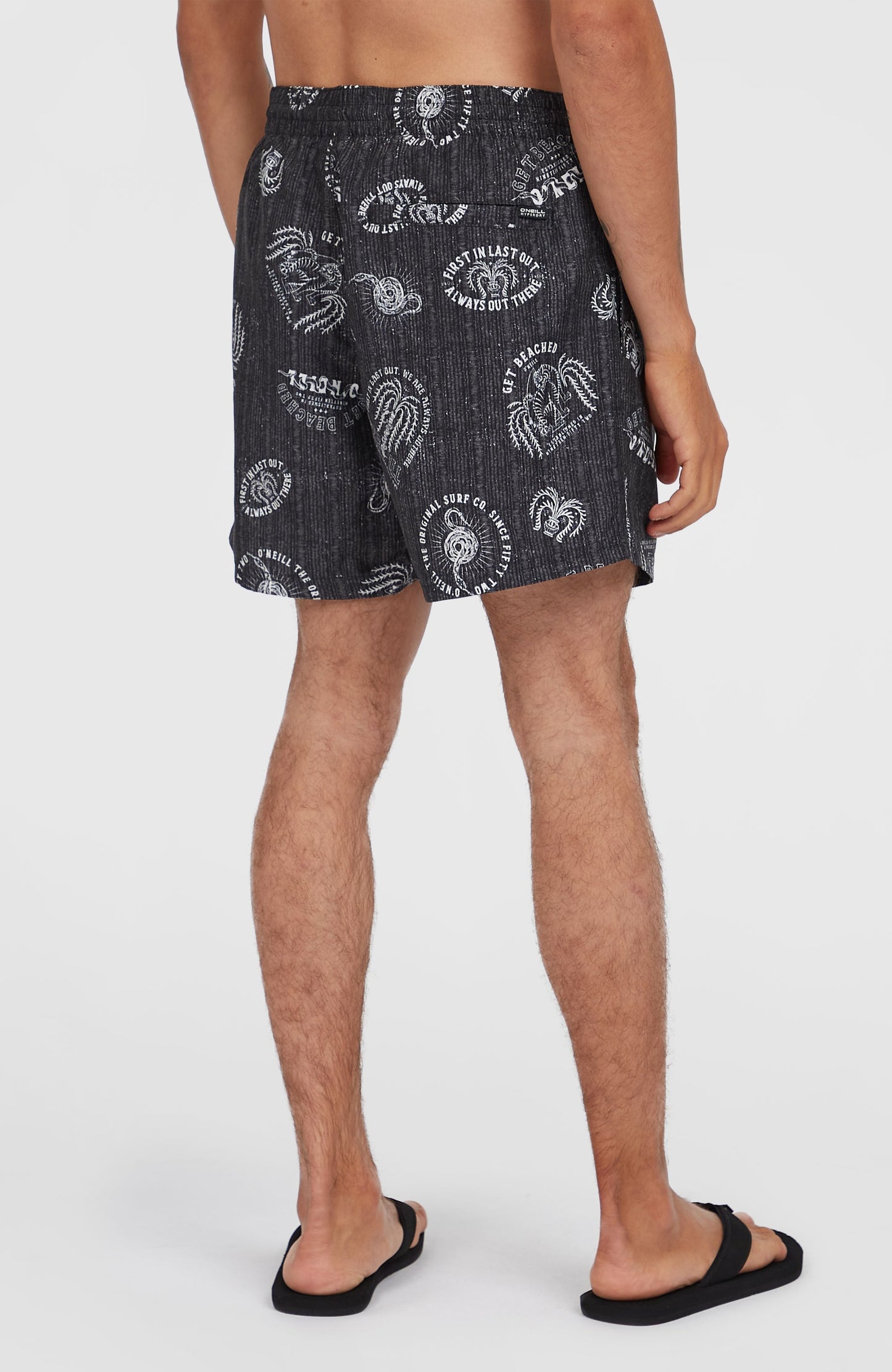 Cali Print 15'' Swim Shorts Men Black Mystical