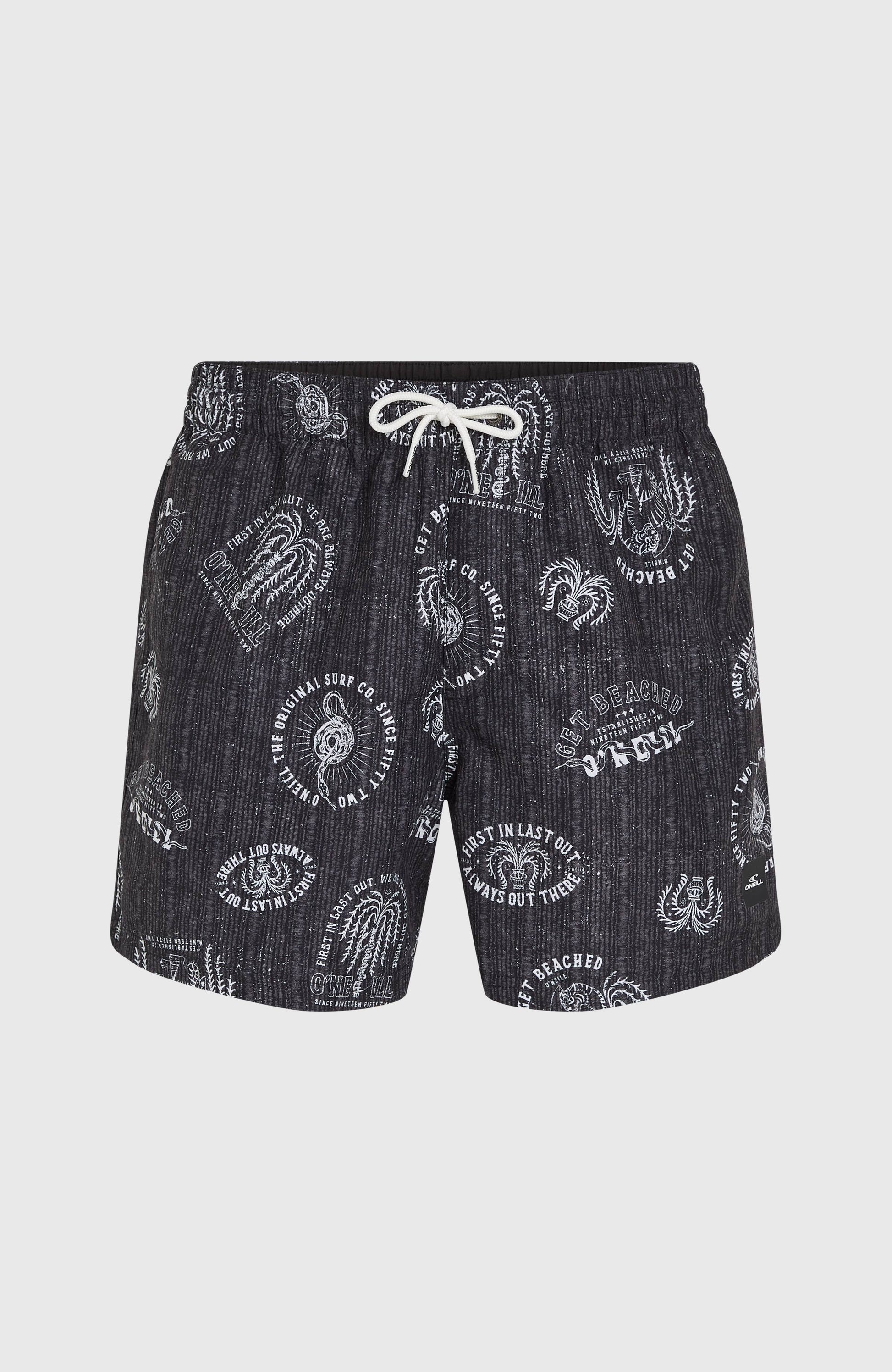 Cali Print 15'' Swim Shorts Men Black Mystical
