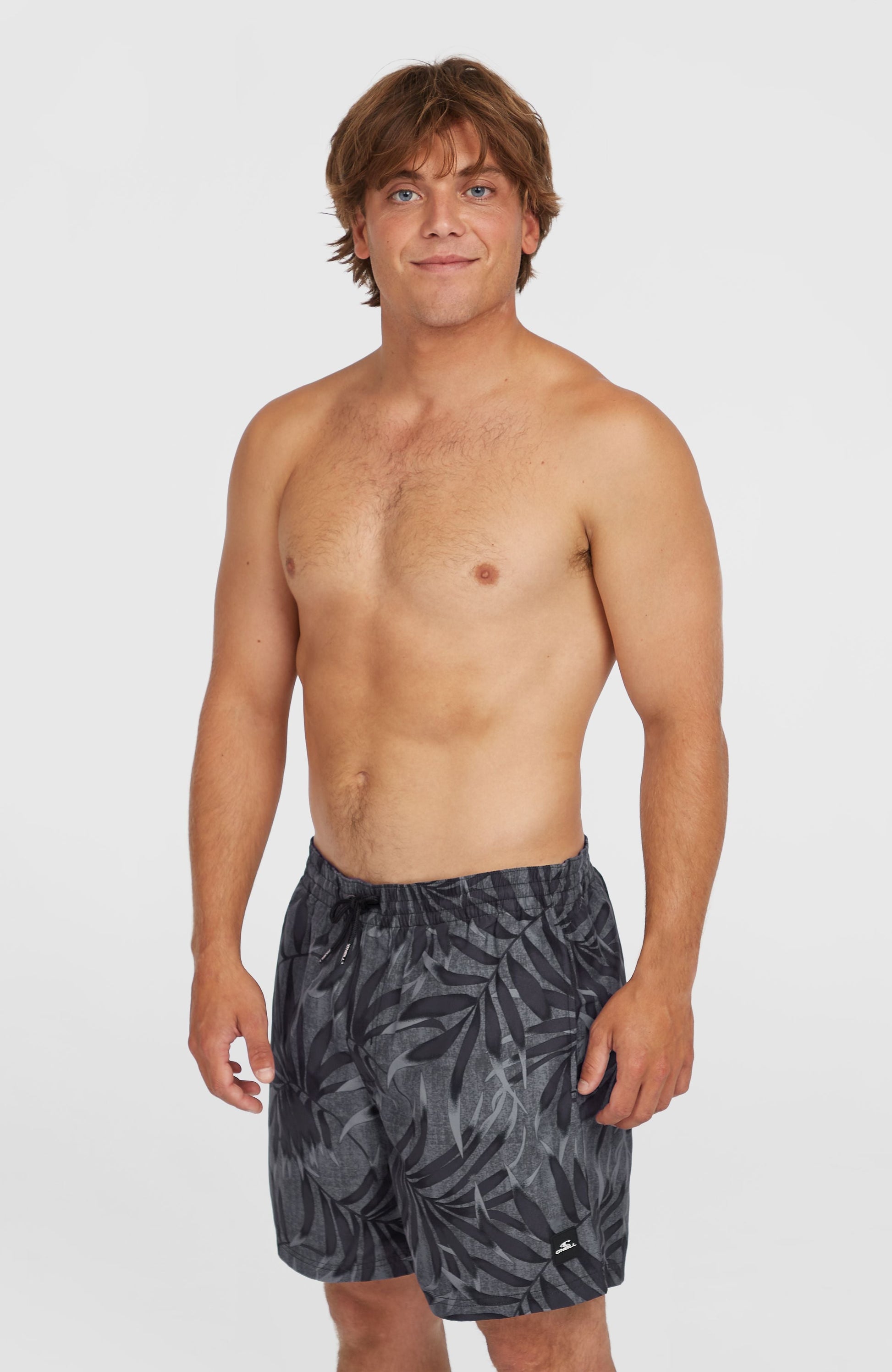 Cali Floral 16'' Swim Shorts Men Black Dipped Leaves