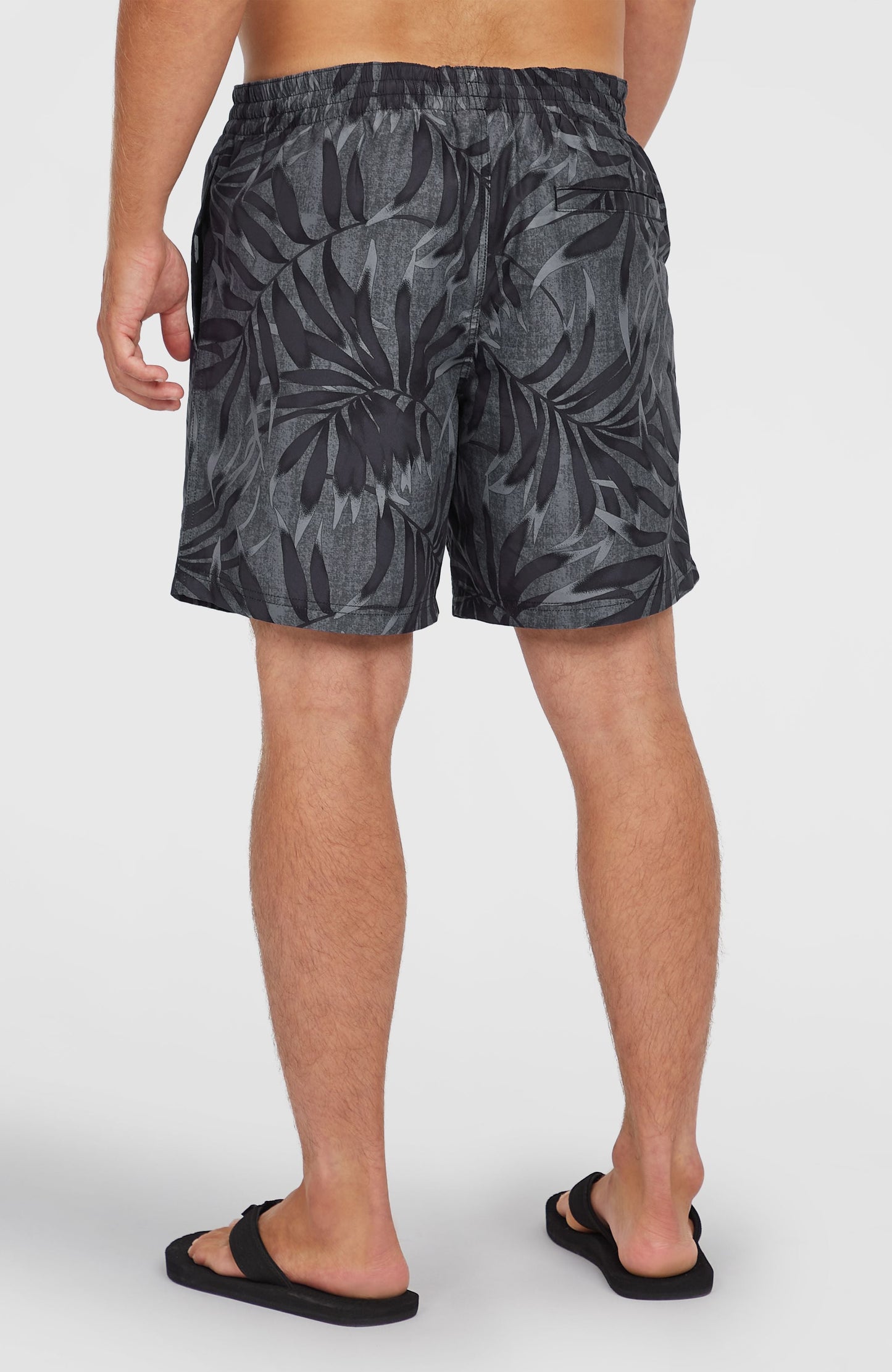 Cali Floral 16'' Swim Shorts Men Black Dipped Leaves