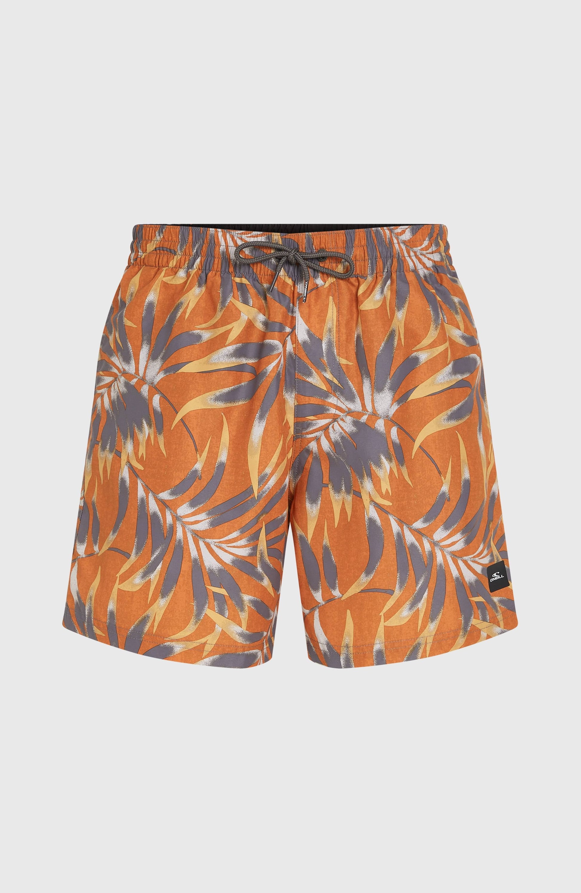 Cali Floral 16'' Swim Shorts Men Orange Dipped Leaves