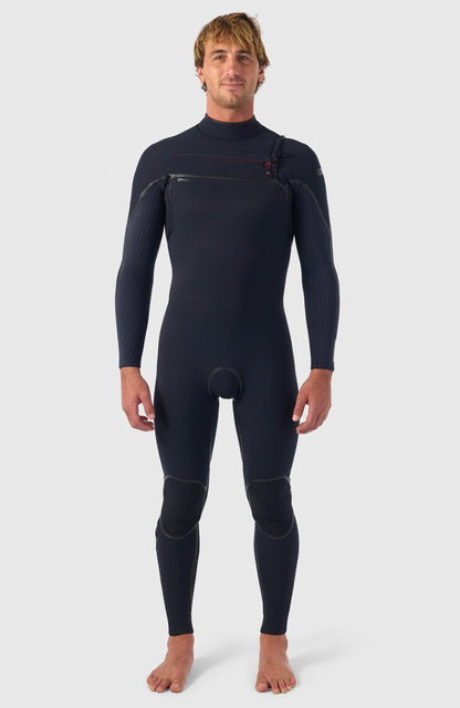 Hyperfreak Fire 4/3mm+ Chest Zip Full Wetsuit Men|Wetsuits BLACK/BLACK
