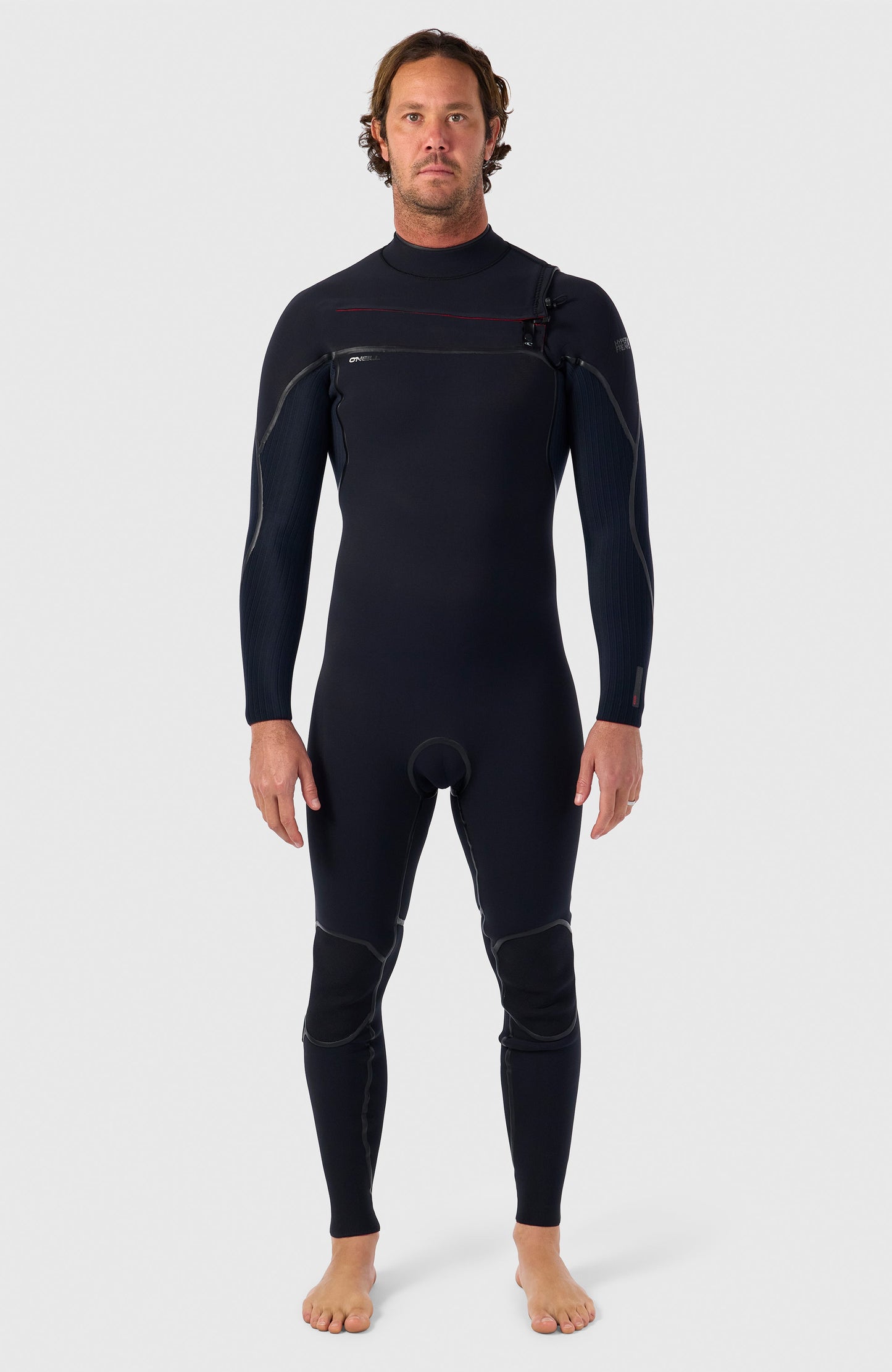 Hyperfreak Fire 3/2mm+ Chest Zip Full Wetsuit Men|Wetsuits BLACK/BLACK