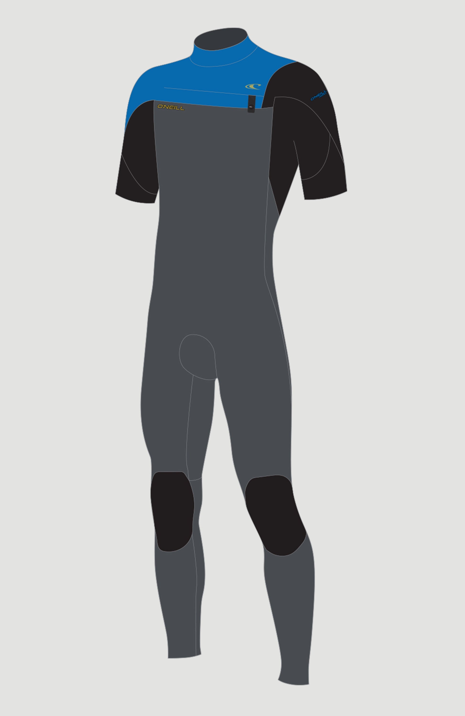 O'Neill Men Hammer 2mm Chest Zip Short Sleeve Full Wetsuit Men – O'Neill Men Grey