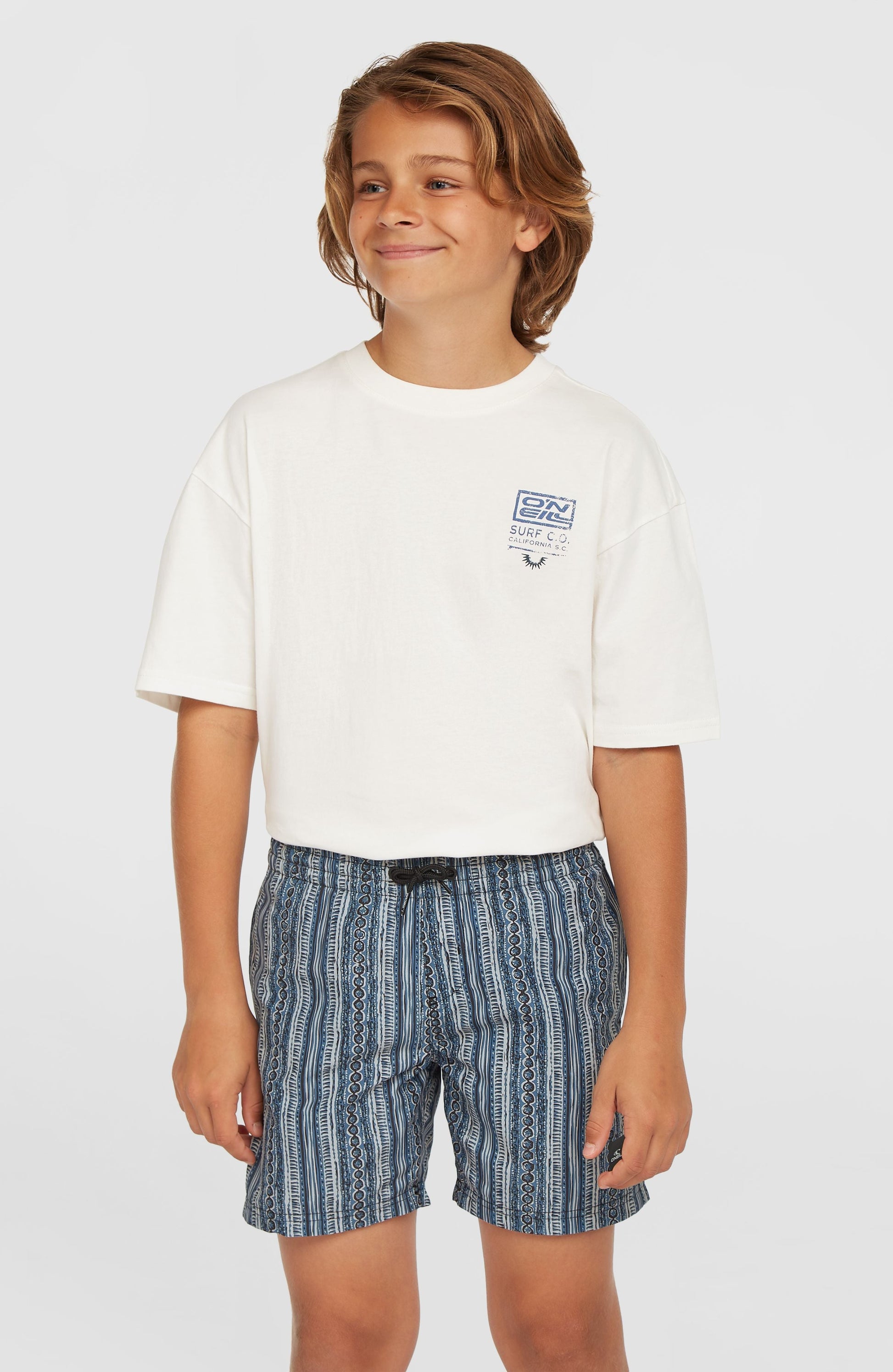 Cali 14'' Swim Shorts Kids Blue Pressed Lines