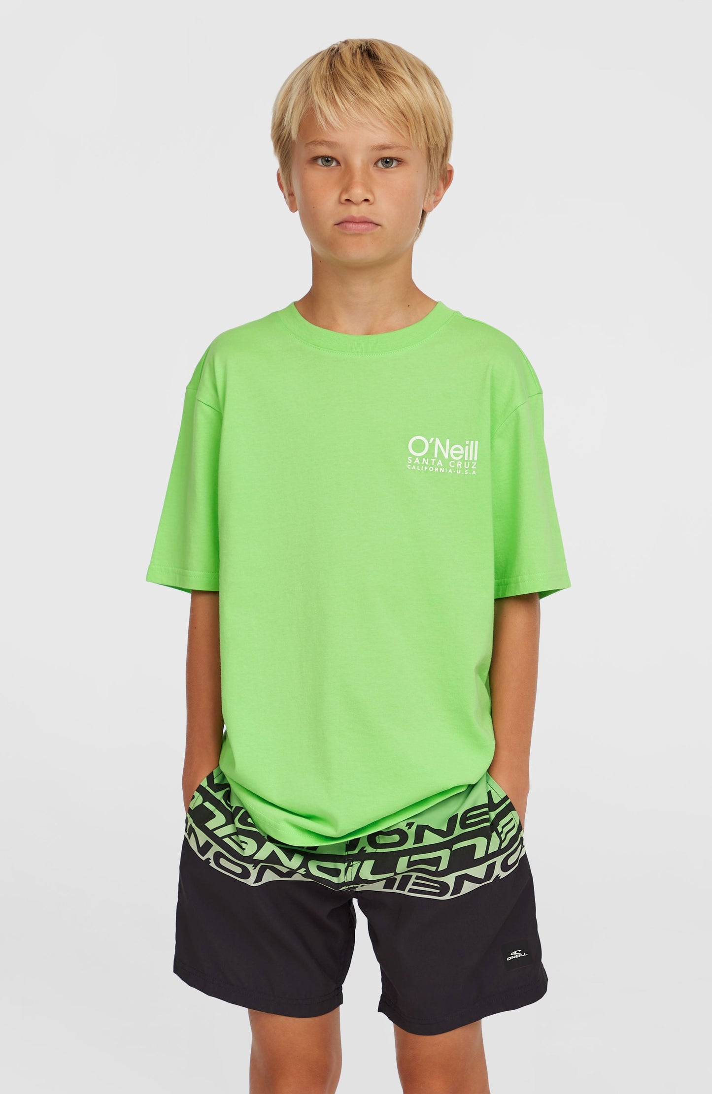 Cali Stripe 14'' Swim Shorts Kids Green Upside Down