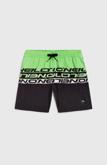 Cali Stripe 14'' Swim Shorts Kids Green Upside Down