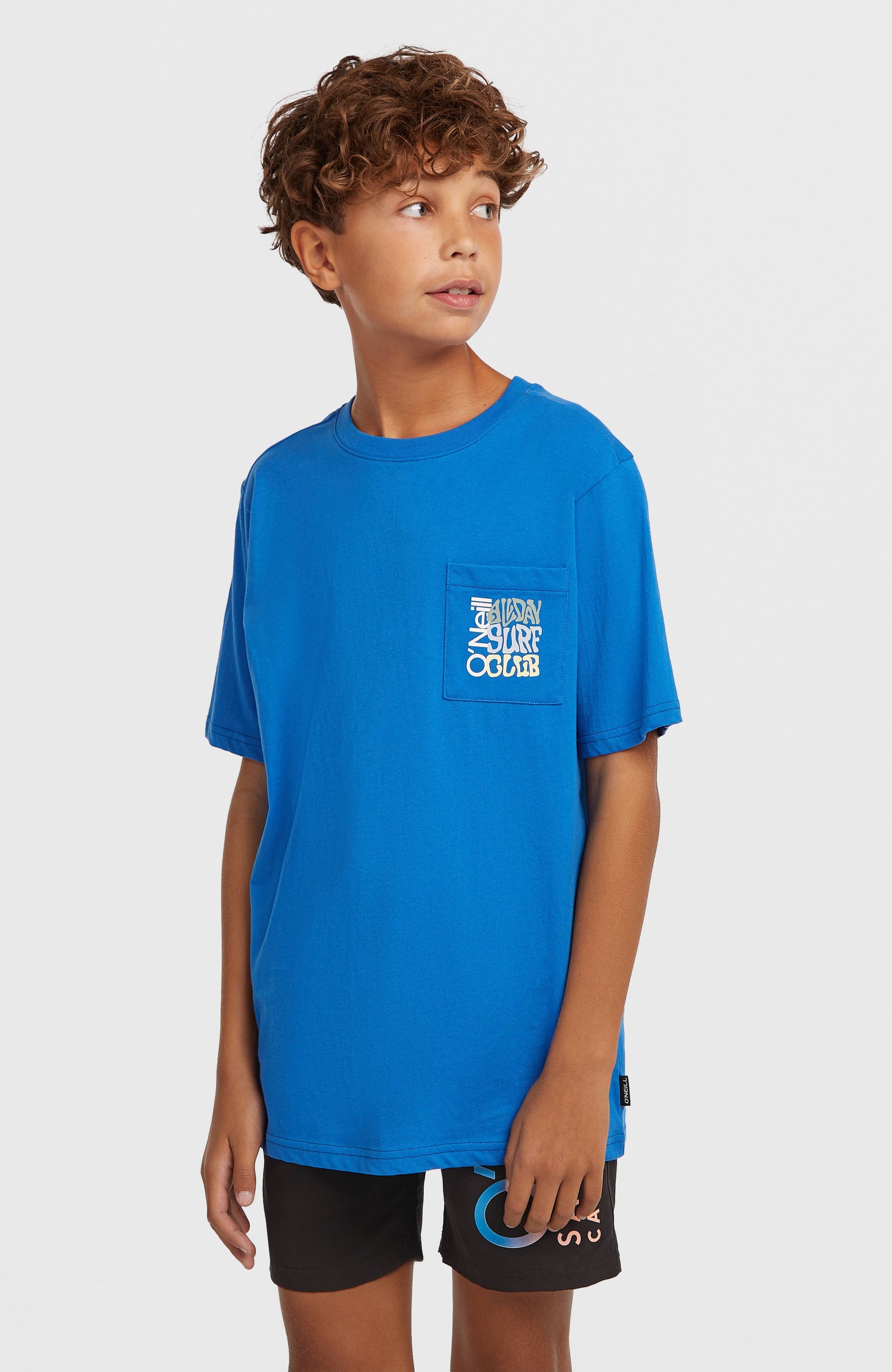Chest Pocket T-Shirt Kids Mediterranean Blue