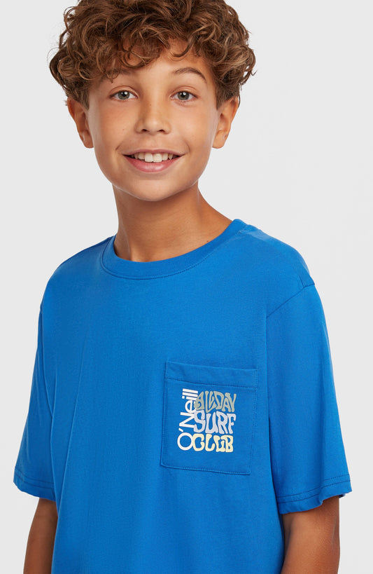 Chest Pocket T-Shirt Kids Mediterranean Blue