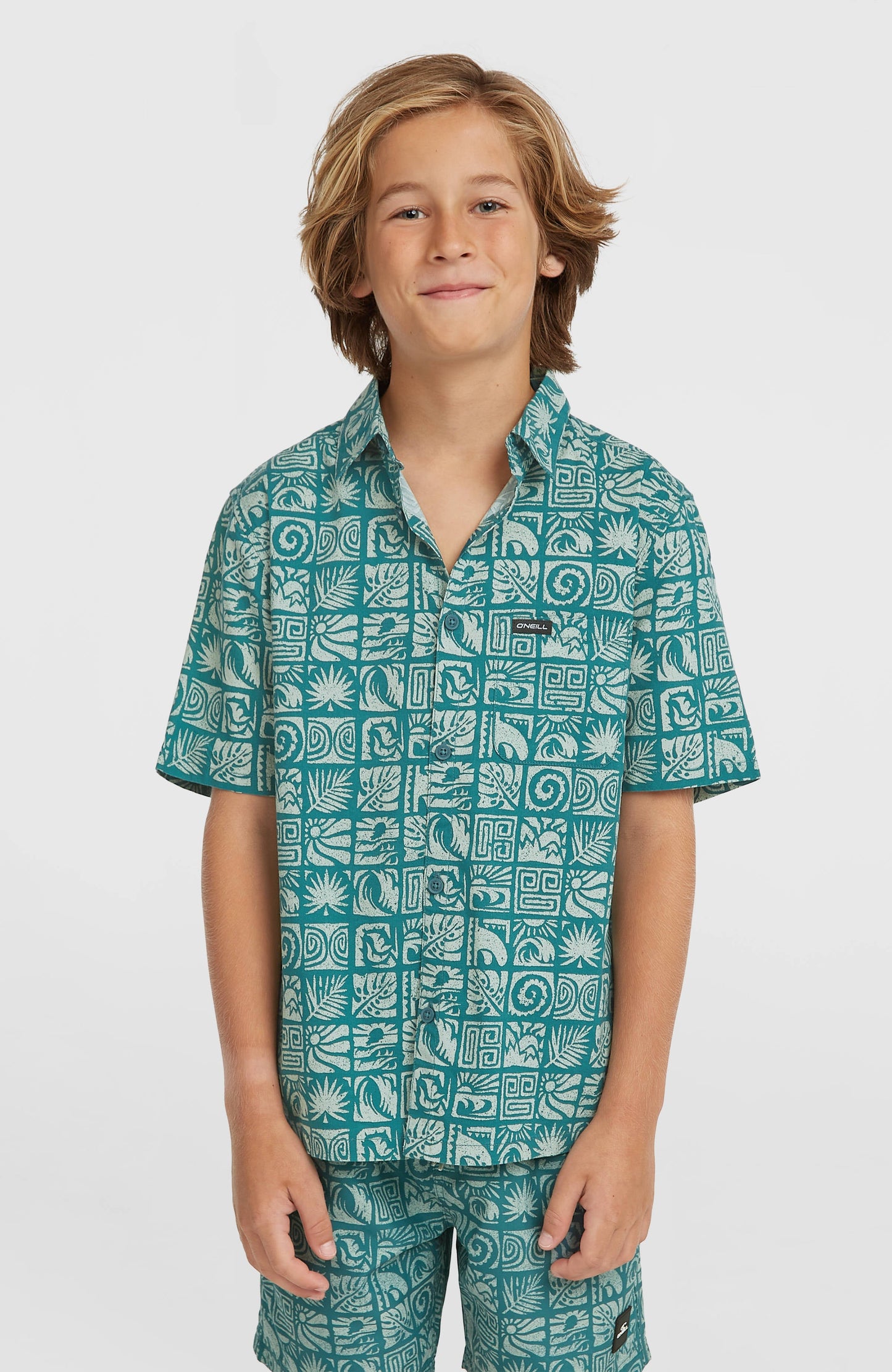 Print Shirt Kids Blue Bricks