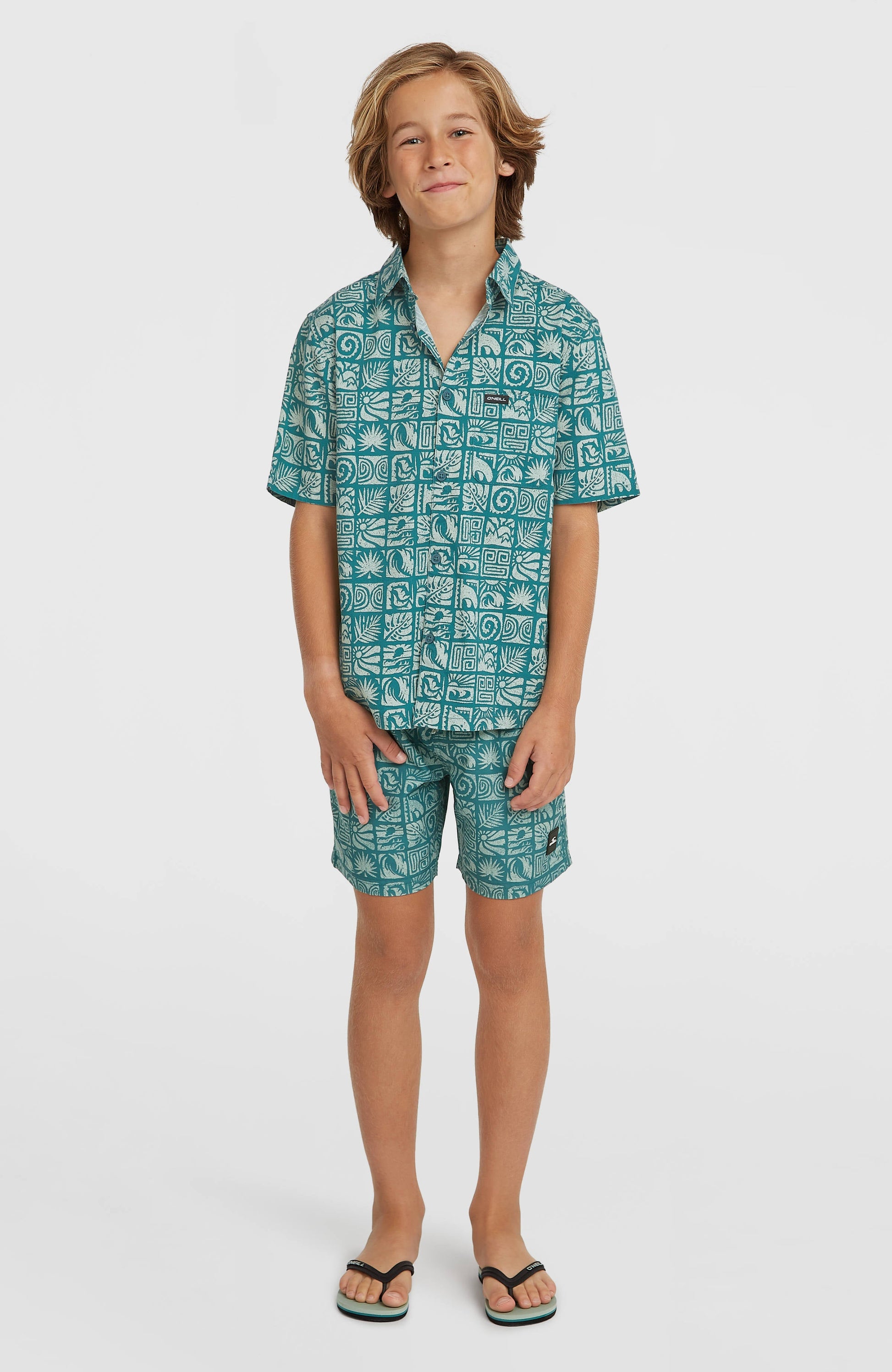 Print Shirt Kids Blue Bricks