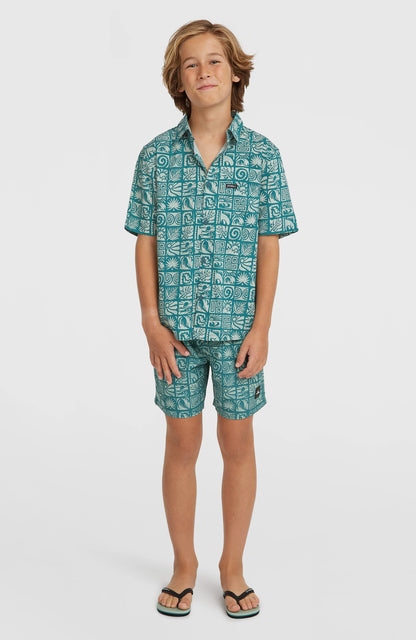 Print Shirt Kids Blue Bricks