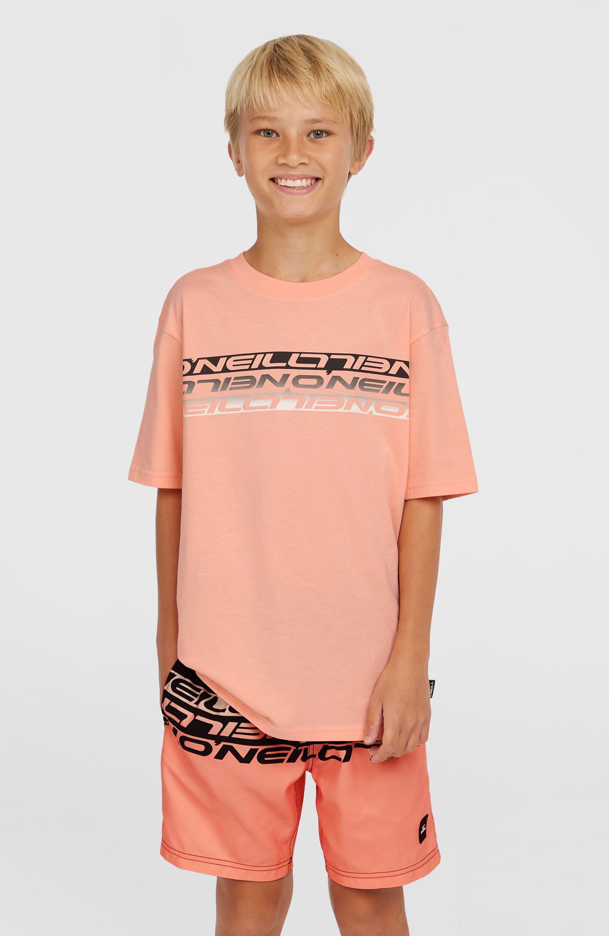 Stripe T-Shirt Kids Coral Pop