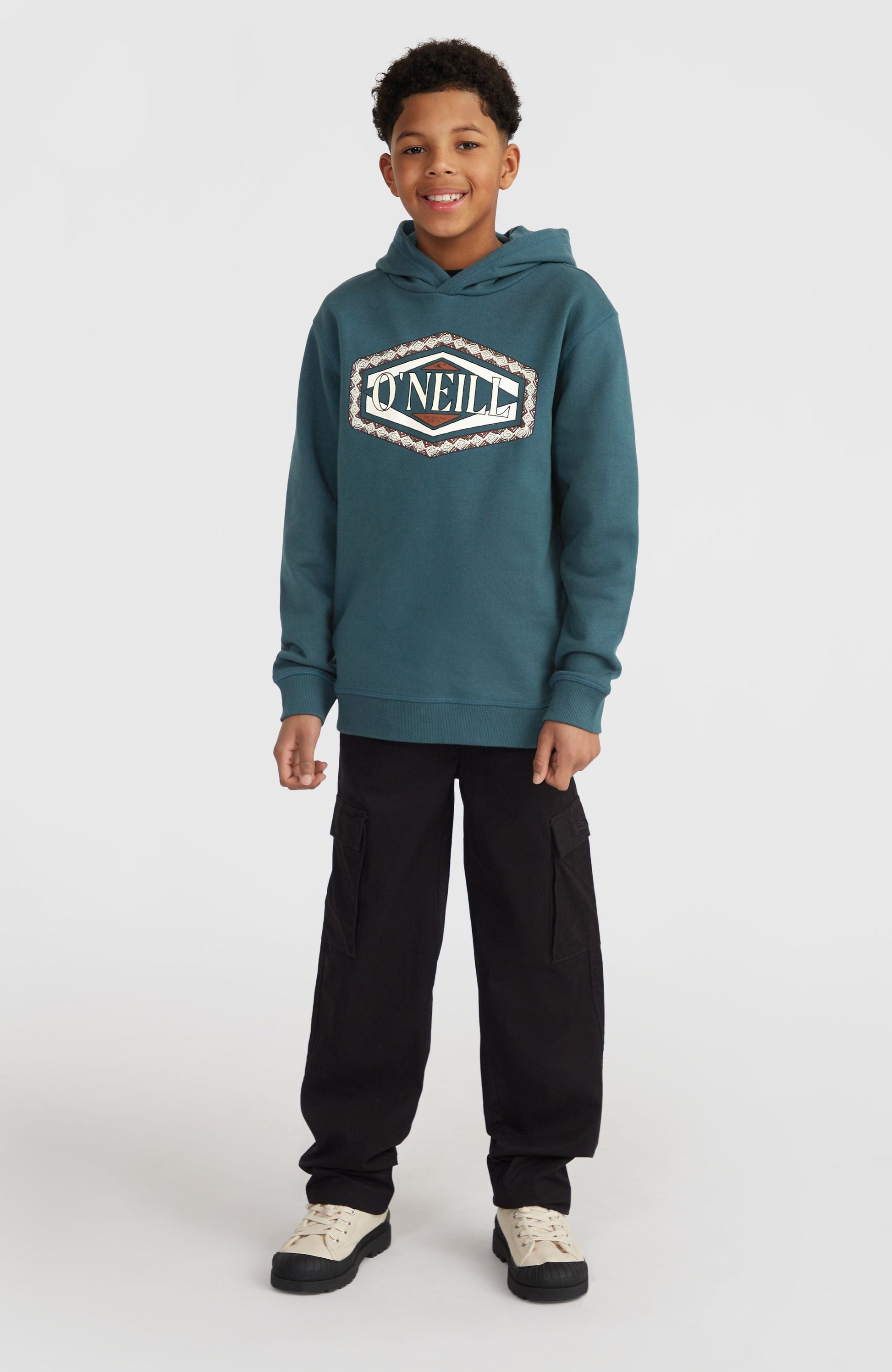 Front Print Hoodie Kids Alma Steel