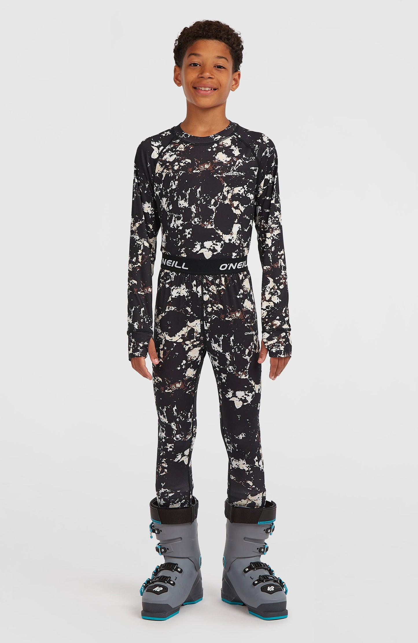 Baselayer Set Kids Black/Beige Quarry