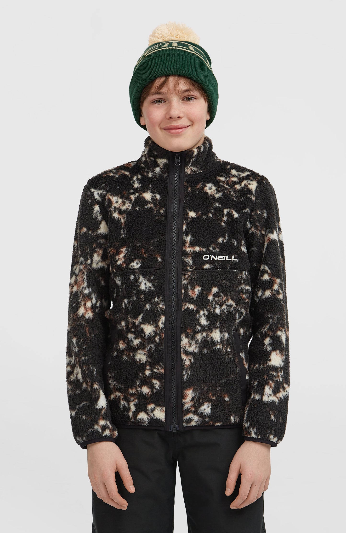 High-Pile Full-Zip Fleece Kids Black/Beige Quarry