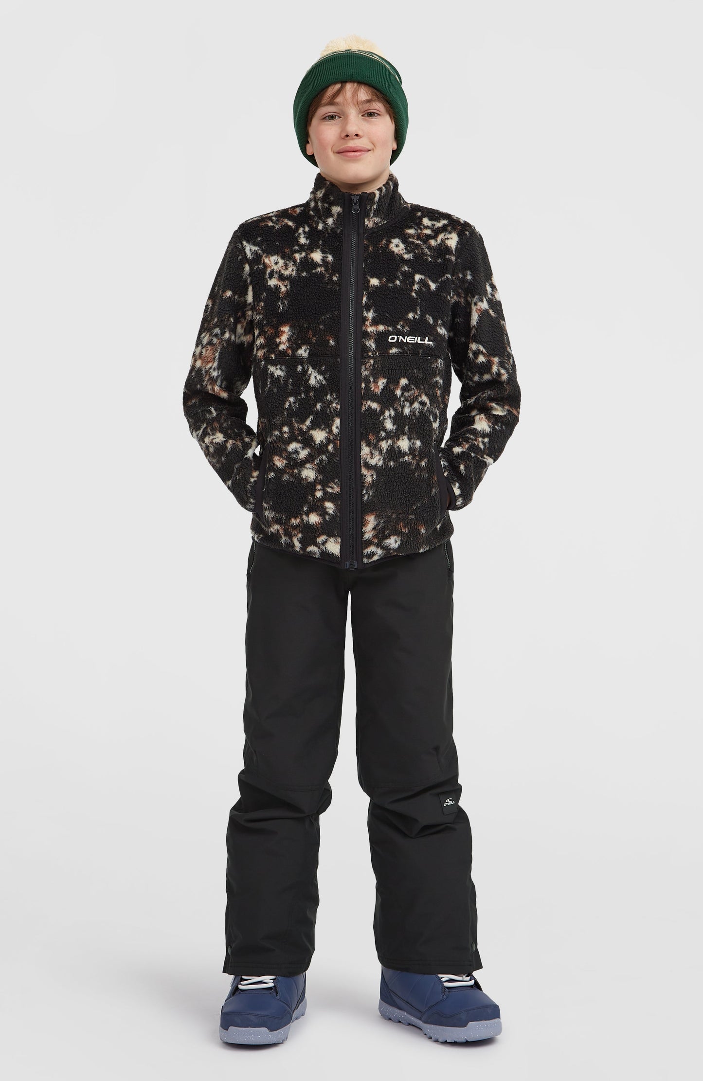 High-Pile Full-Zip Fleece Kids Black/Beige Quarry