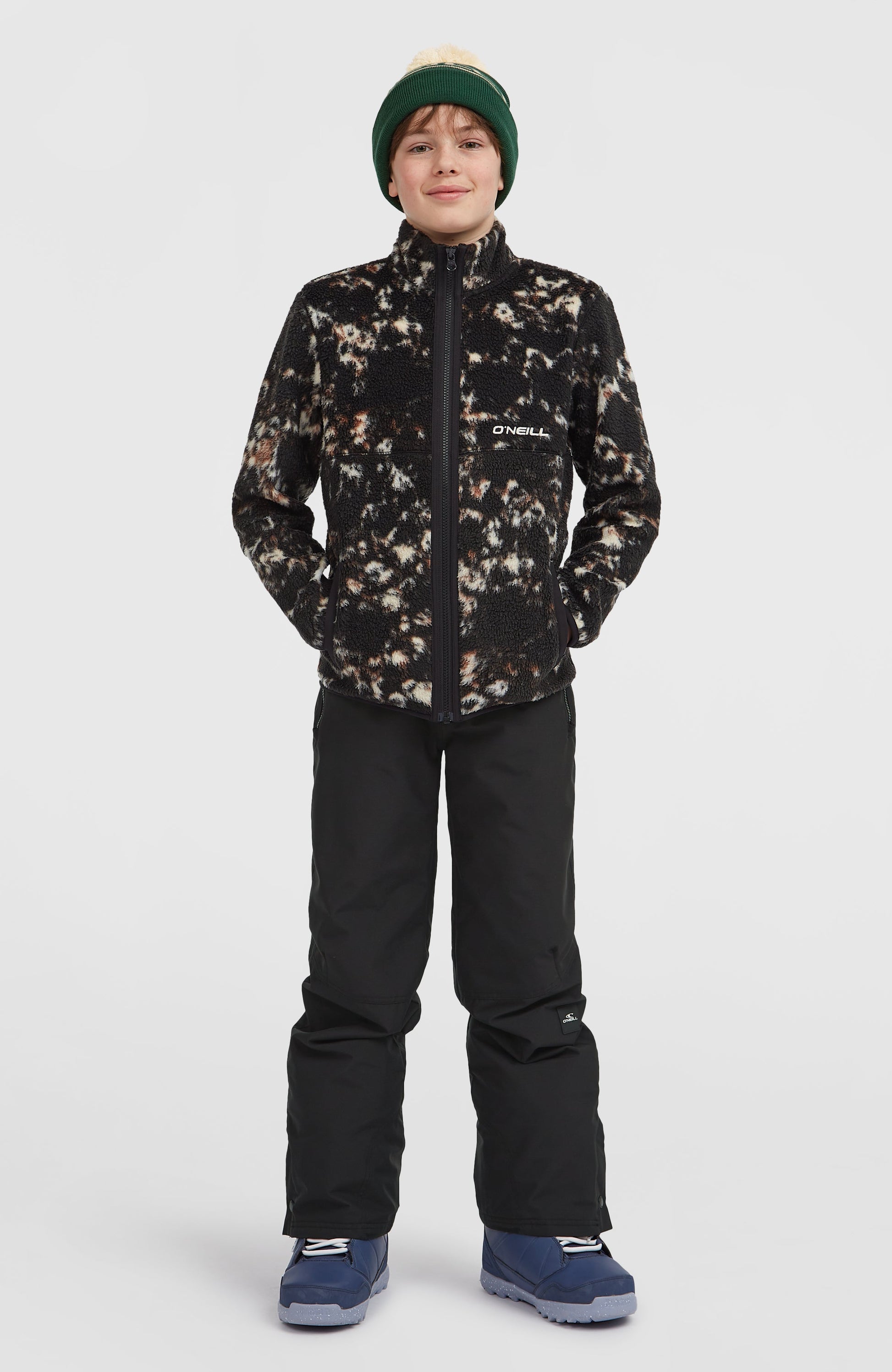 High-Pile Full-Zip Fleece Kids Black/Beige Quarry