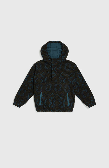 Superfleece Half-Zip Hoodie Kids Black Retro Ikat
