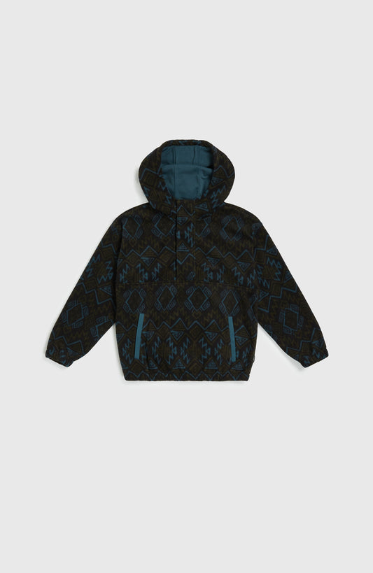 Superfleece Half-Zip Hoodie Kids Black Retro Ikat