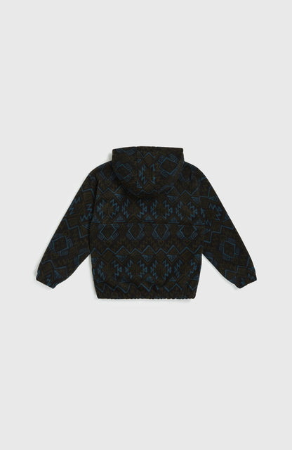 Superfleece Half-Zip Hoodie Kids Black Retro Ikat