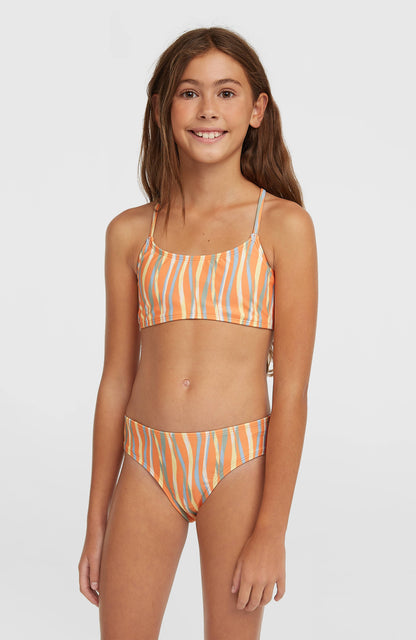 Essentials Bralette Bikini Set Kids Funky Peach Swirly