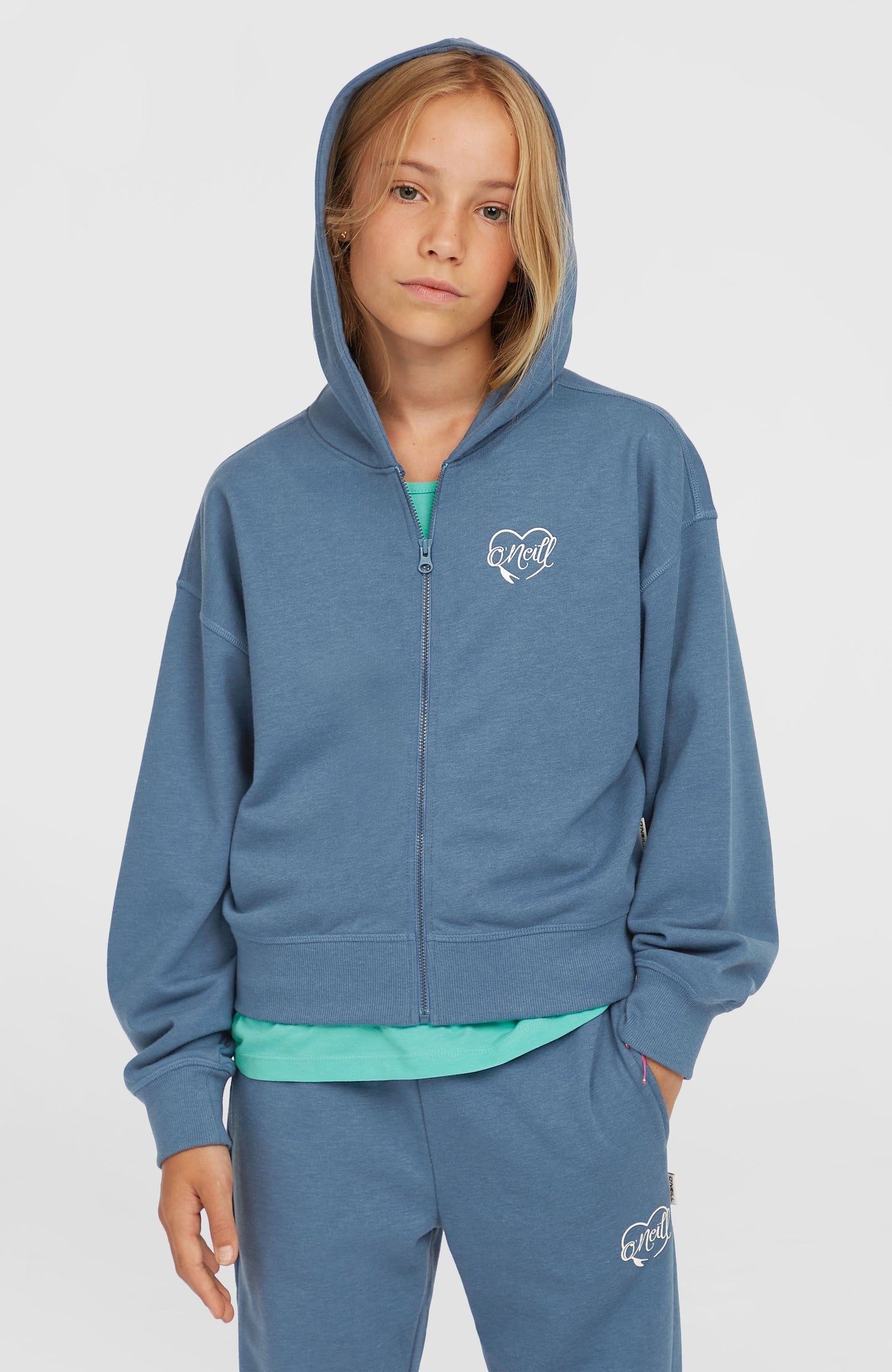 Script Falf-Zip Hoodie Kids Copen Blue