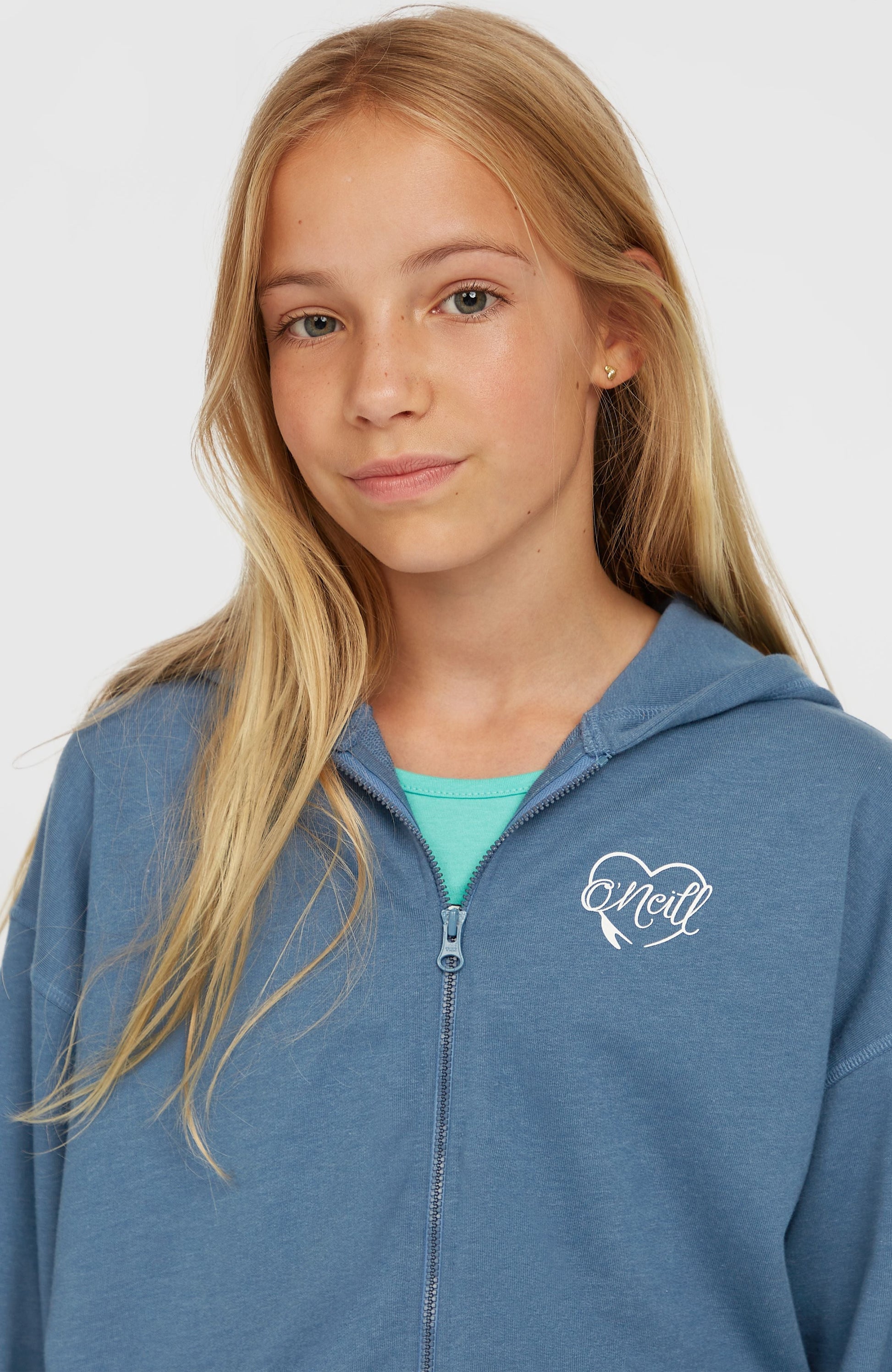 Script Falf-Zip Hoodie Kids Copen Blue