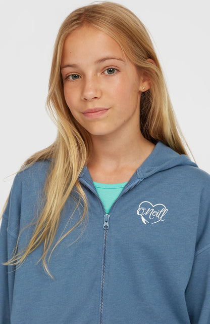 Script Falf-Zip Hoodie Kids Copen Blue