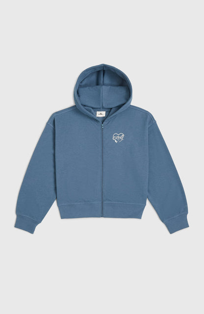 Script Falf-Zip Hoodie Kids Copen Blue